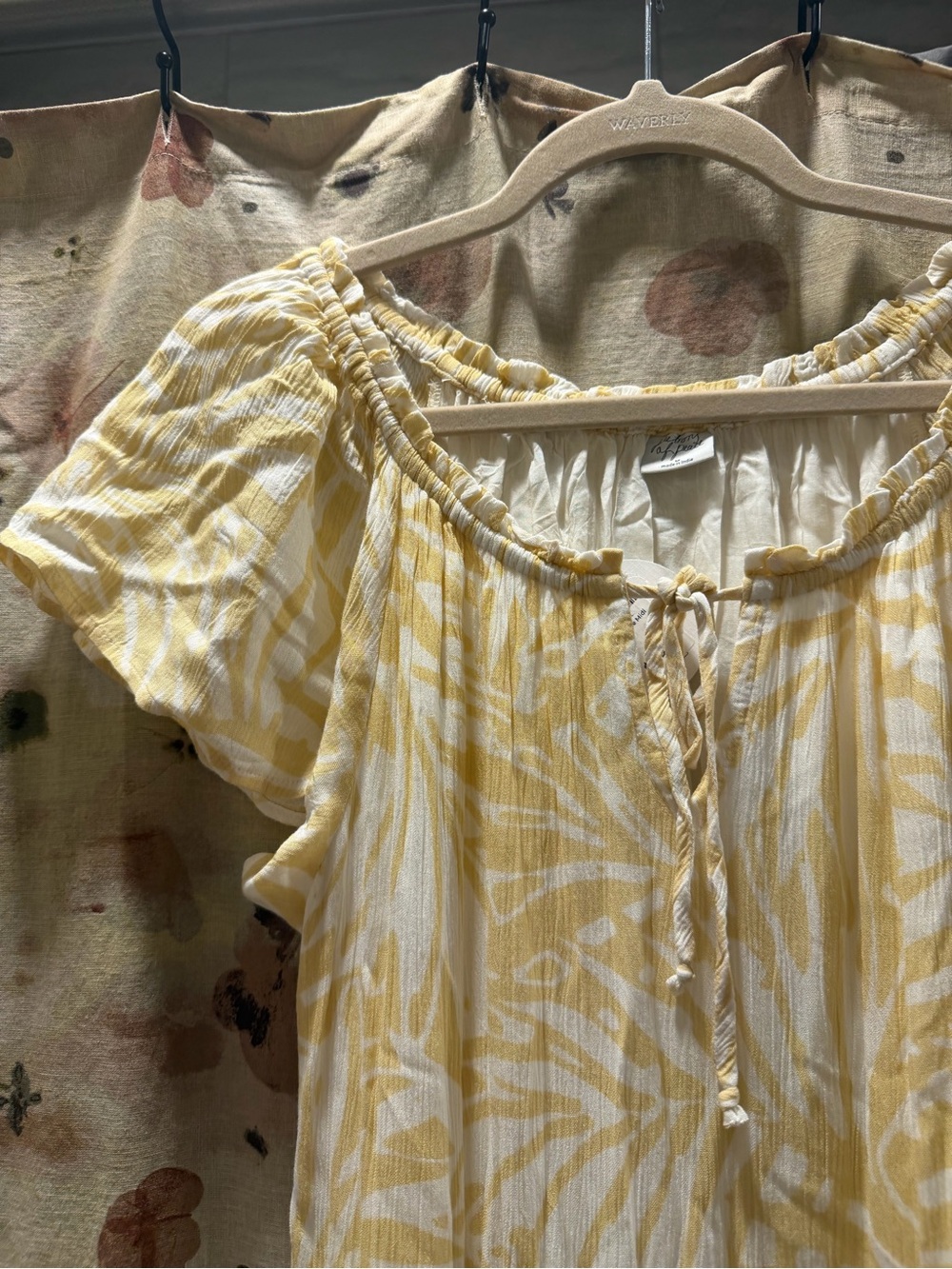 Patrons of Peace Yellow & Cream Printed Peasant dress